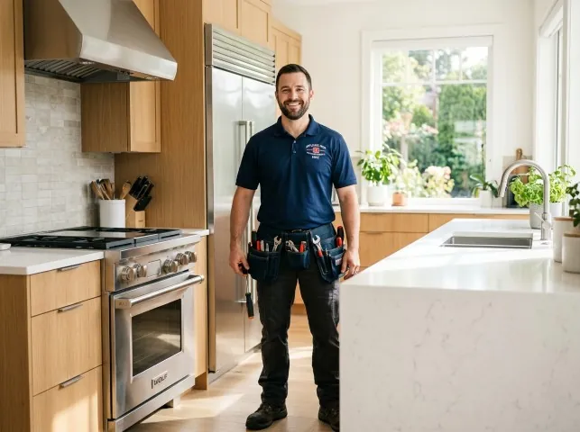 Appliance Repair Hero technician in a Amboy, WA kitchen after an appliance repair